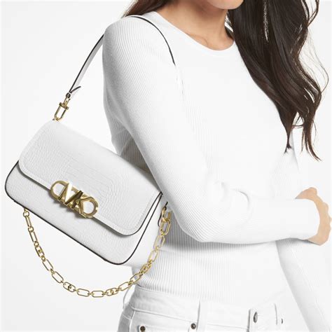 michael kors silver metallic bag|parker medium leather shoulder bag.